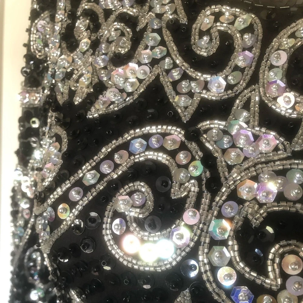 DRESS BRILLIANT BY JA VINTAGE SEQUIN BLACK SILVER - Picture 6 of 14